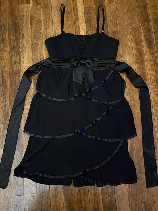 Deb Dresses & Skirts - Deb Black Dress with Satin Label Detail